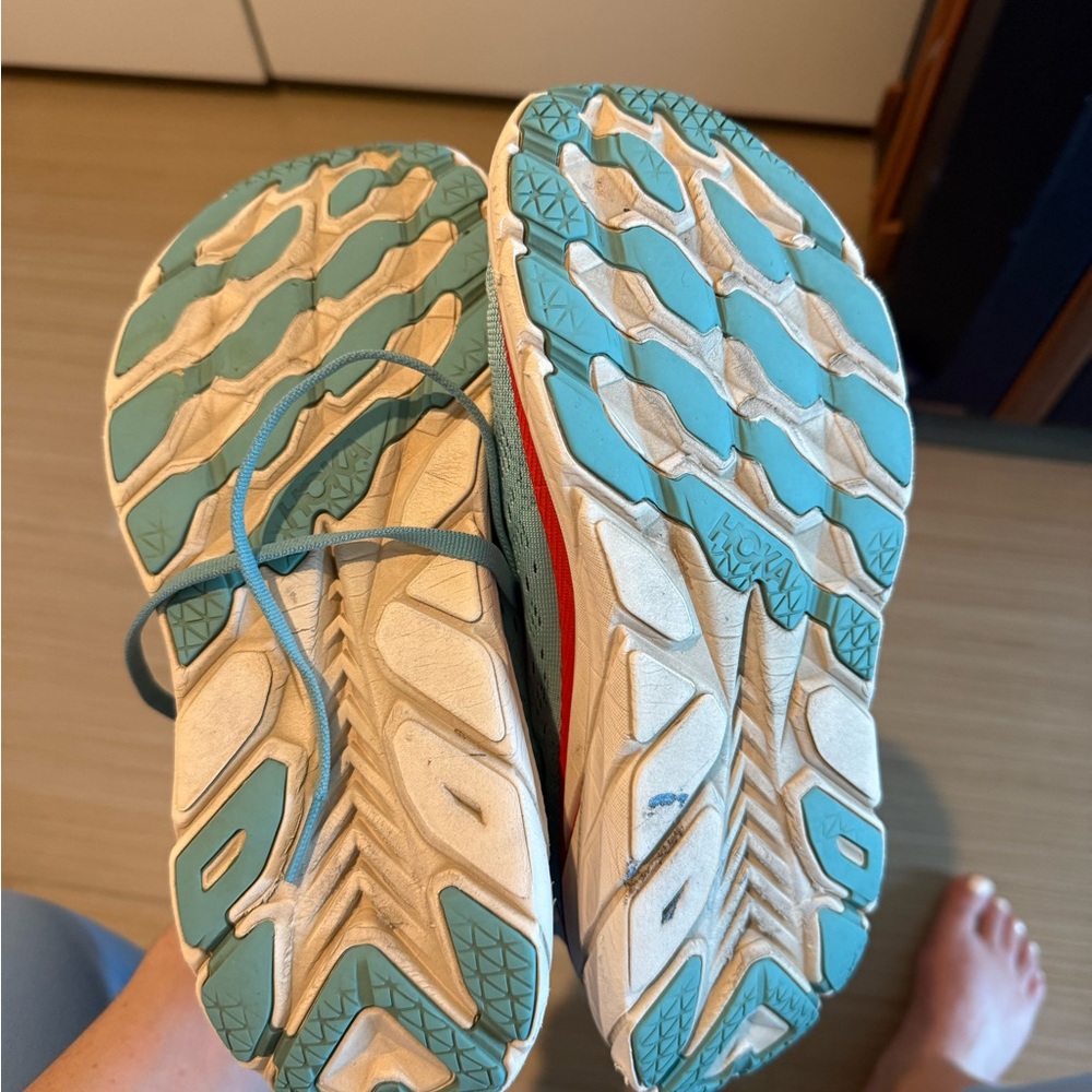 HOKA Women's Clifton 8 Running Shoes - Teal and Red - Picture 6 of 16